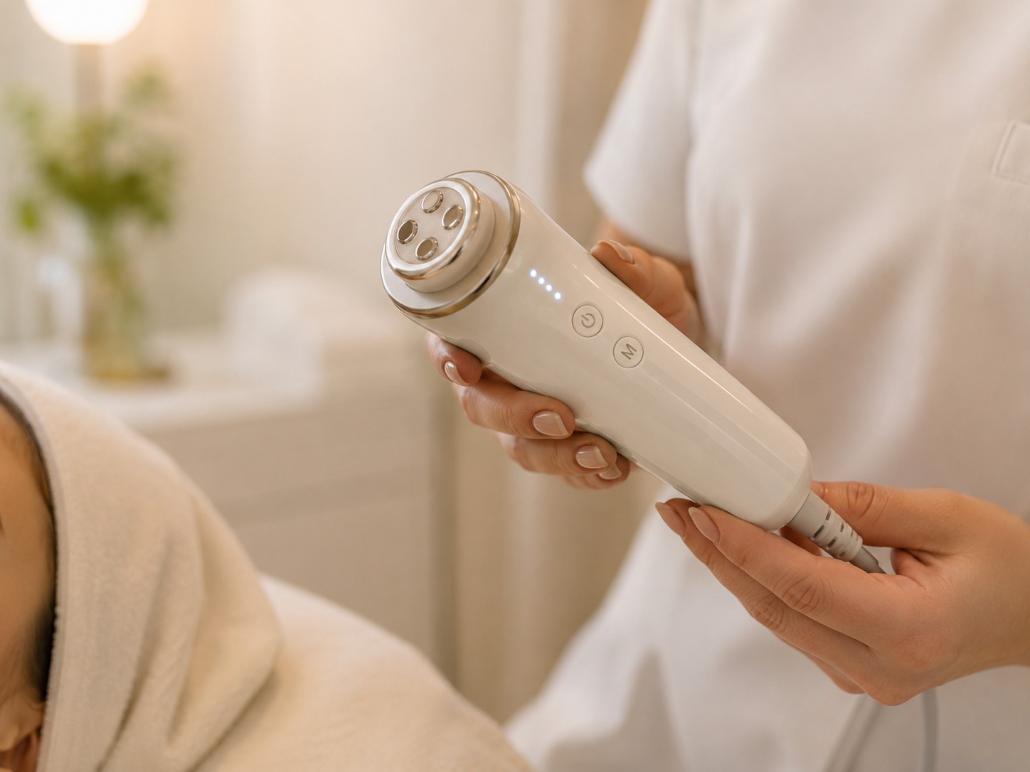 フェイス用の美容機器を手に取っているところ（掲載イメージ）