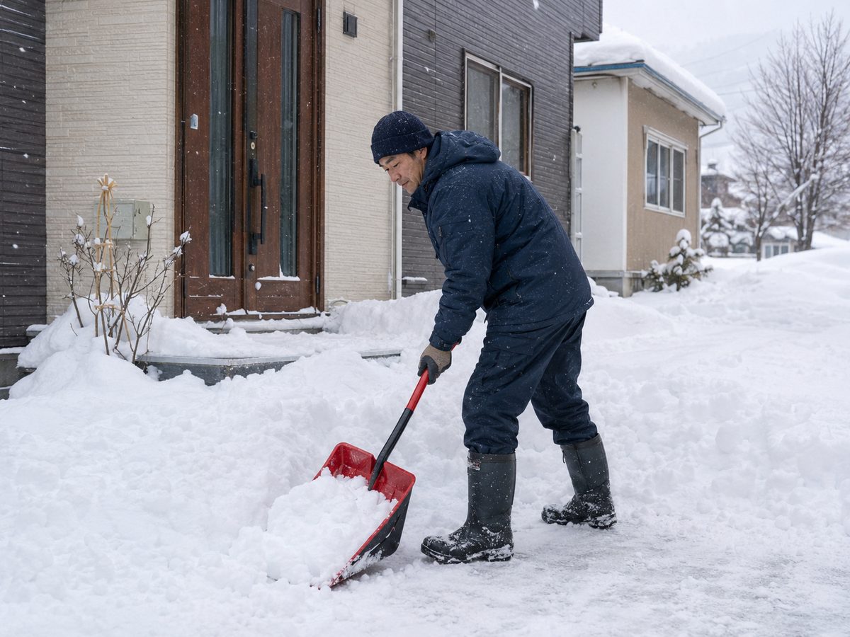 家の前の雪かき作業の様子（イメージ）