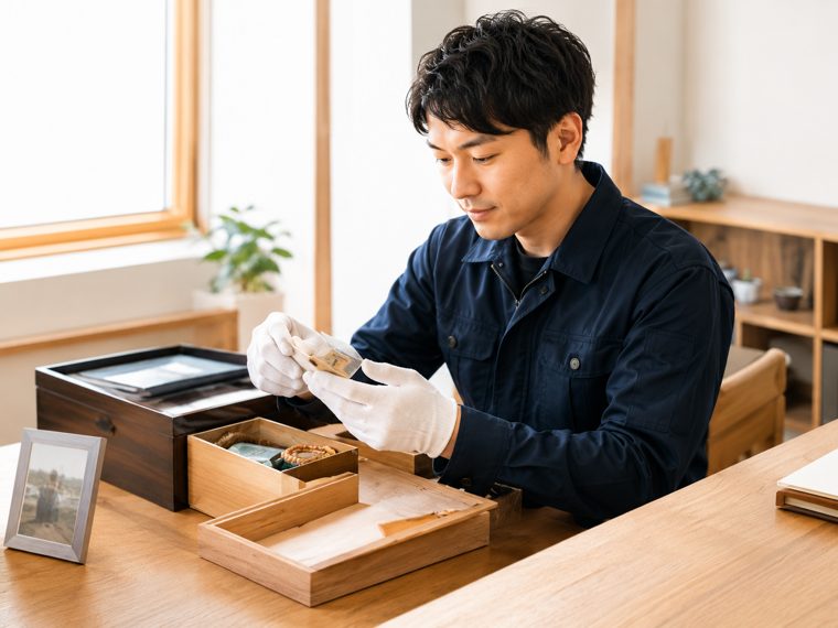 お品をていねいに確認する様子