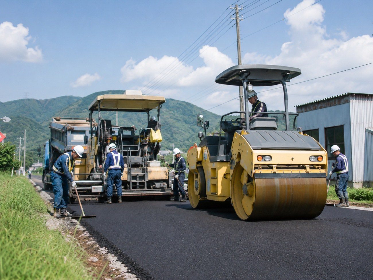 道路舗装工事の現場（イメージ）